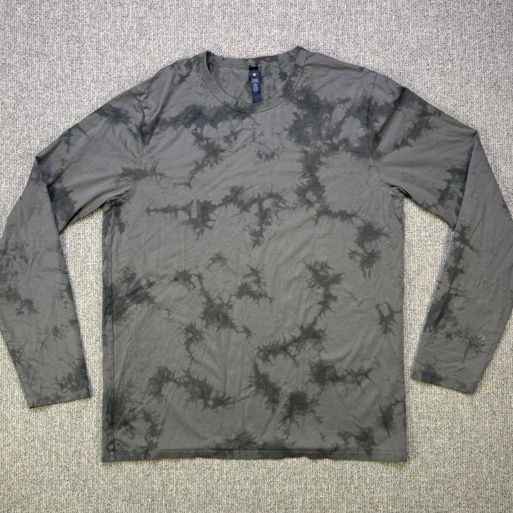 Lululemon Mens The Fundamental Long‎ Sleeve Shirt Tie Dye Gray LM3CSIS Size L